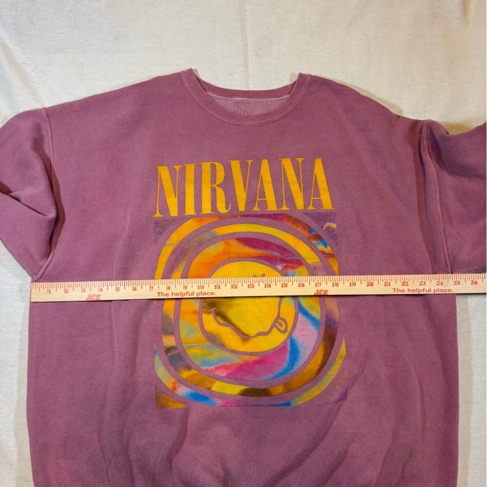 Urban Outfitters Oversized Nirvana Graphic Faded Pink Crewneck Sweatshirt